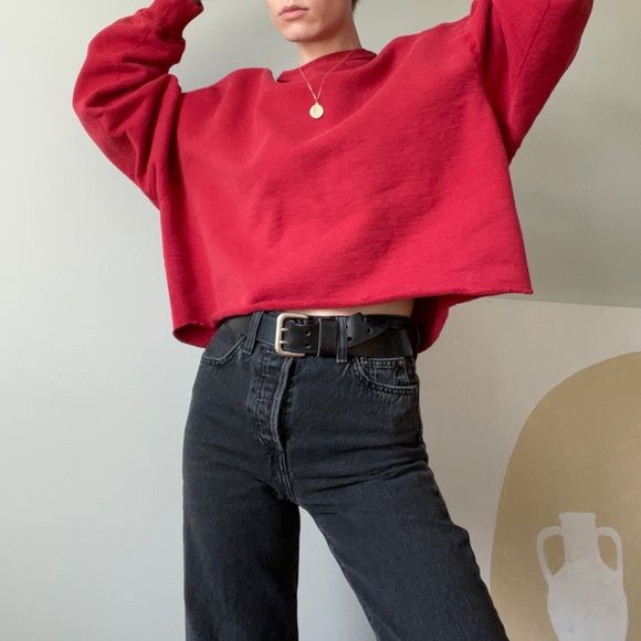 SOLD Vintage Red Cotton Wind River Cropped Sweatshirt - Picture 4 of 7